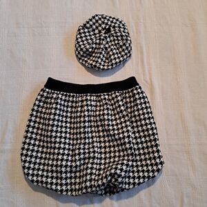 T J Maxx girls size 6X Houndstooth bubble skirt with matching hat, EUC